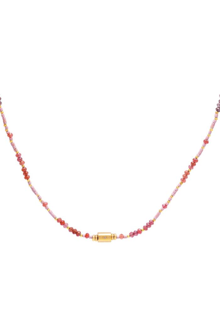 Beaded necklace Pink Natural stones 